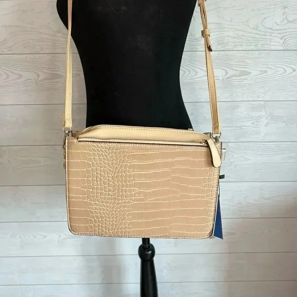 Adrienne Vittadini  Moc Croc Taupe Crossbody bag NWT